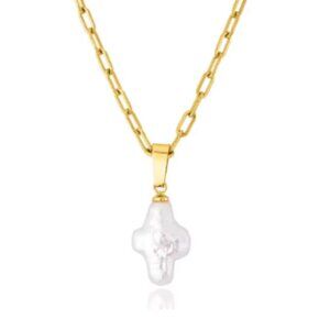 Fresh water pearl minimalist necklace on gold plate chain- NEW